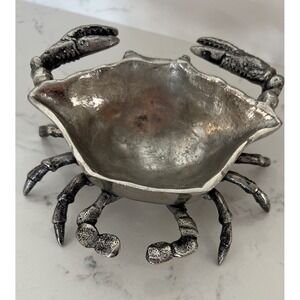 Pier‎ 1 Crab Appy Trinket Soup Jewelry Bowl  2.2"hx 5.9" x 6" Metal Sturdy RARE